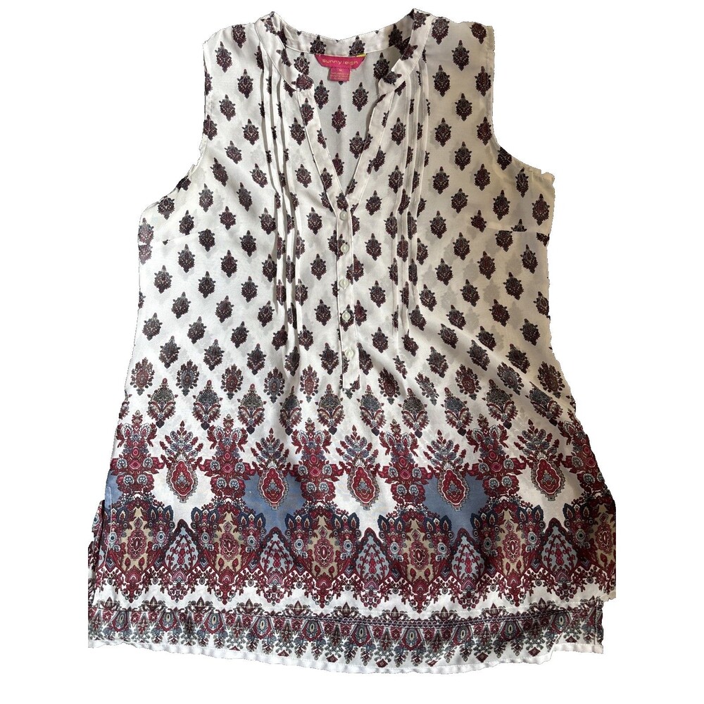#90 Sunny Leigh Sleeveless Paisley Women’s Top Medium
